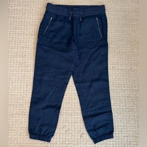 Athleta Navy Linen Cabo Joggers Pants 12
